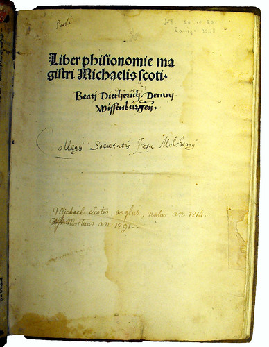 Ownership inscriptions in Michael Scotus: Liber physiognomia