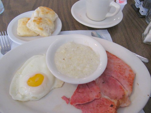 Waysider Fried Egg, Grits, Country Ham and
 Biscuits