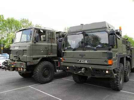 Man 8x8 Test. The Foden (left) and its replacement the new MAN 8X8 side by side.