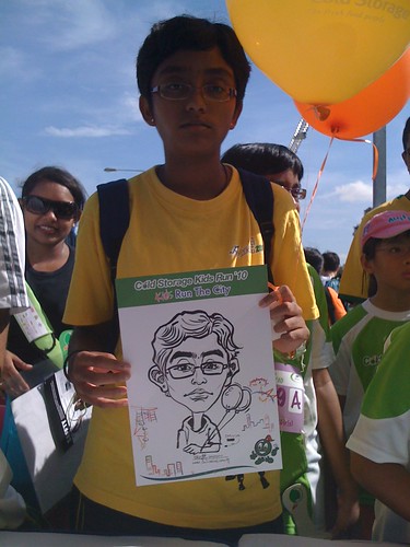 caricature live sketching for Cold Storage Kids Run 2010 - 8