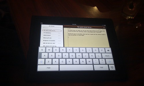 Pic: iPad keyboard surprisingly easy to type with.