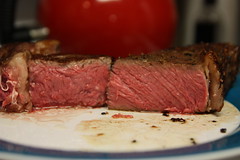 Sous Vide Ribeye Steak cooked for 4 hours at 120 degrees F by snekse on Flickr
