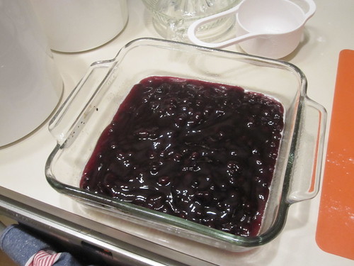 making a blueberry pudding cake
