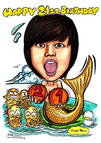 mermaid caricature of Fishy Toh A3