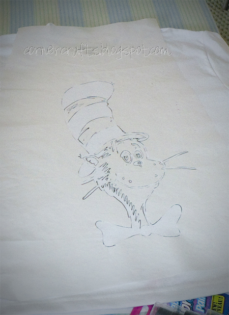 dr seuss freezer paper stencil cat in the hat shirt mess