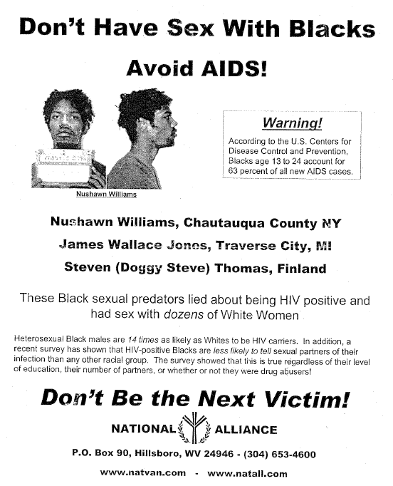 National Alliance racist poster