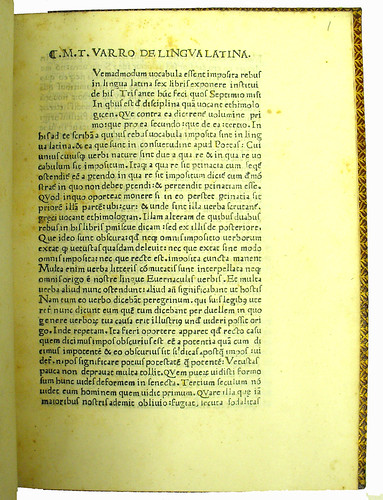 Opening page of Varro, Marcus Terentius: De lingua latina