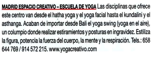 madrid yoga creativo, prensa