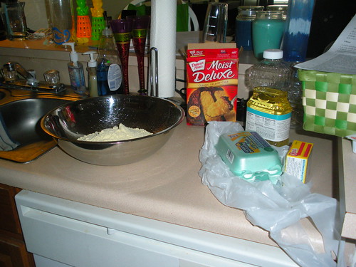 Getting started -- yes, thats a box of cake mix. You thought I baked from scratch?