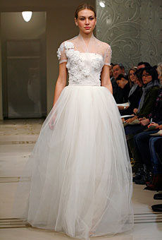 Bridal gown-style applications on the shoulder