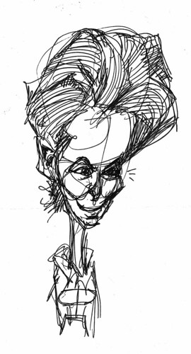 prototype for Tilda Swinton caricature sketch