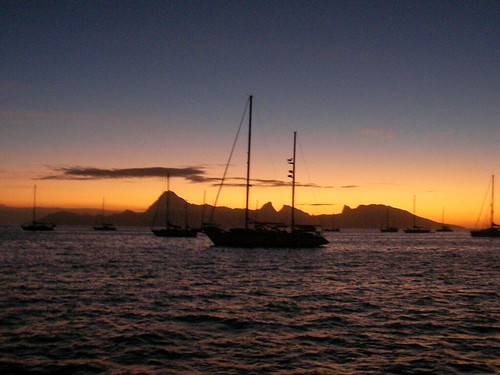Moorea in the Sunset from Papeete