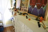 crafting a fall garland, and a halloween costume