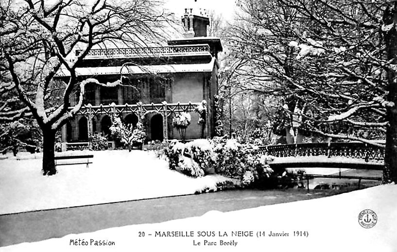 parc Borély à Marseille sous la neige le 14 janvier 1914