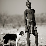 Muhimba boy and his dog - Angola