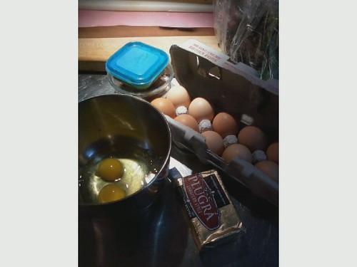 eggs, butter, pesto
