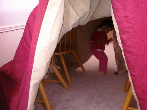 She loves playing in this fort
