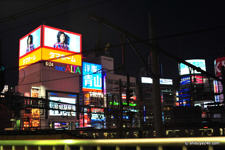 A look out at Studio Alta from the platform while waiting for the Yamanote train back to Shibuya.