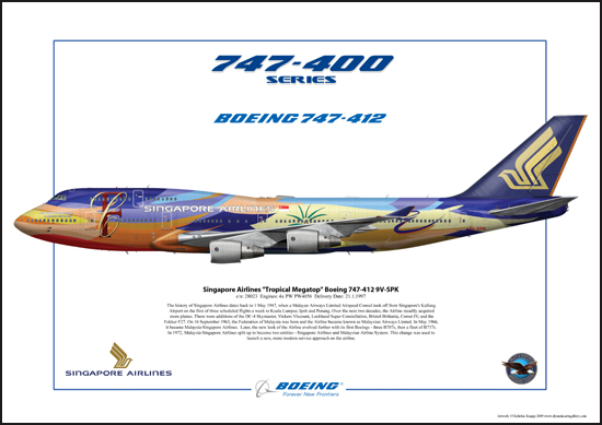 Singapore Airlines Tropical Megatop Boeing 747-412 9V-SPK