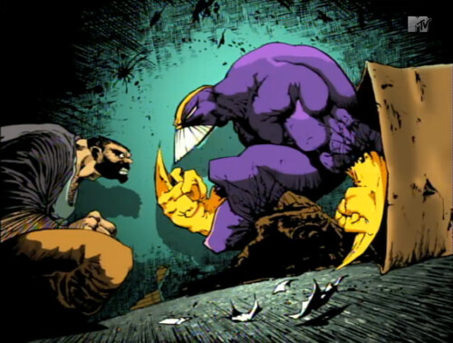 The Maxx, in an alley staredown