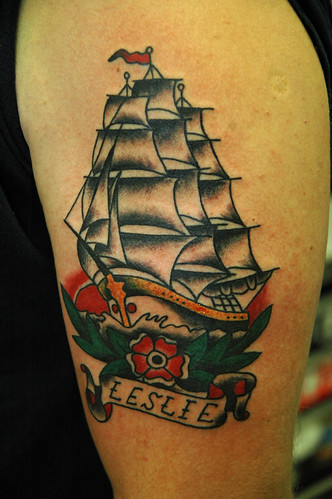 Sail Ship Tattoo by KeelHauled Mike Black Anchor Denton Maryland Tattoo by 
