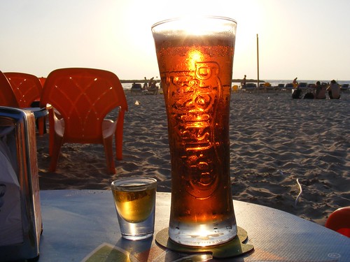 Drinks on the beach.