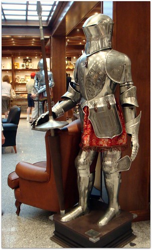suit of armor knight. A suit of armor weighed