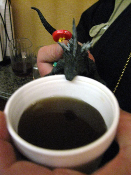 Tea-Drinking Godzilla (Click to enlarge)