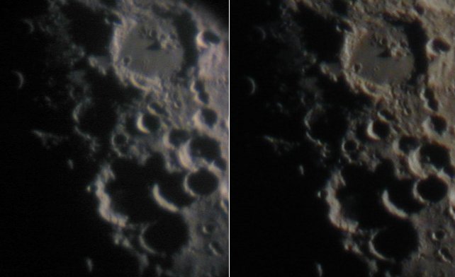 Short focal length eyepiece on left, long f.l. on right