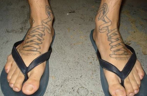  this guy must be totally dedicated to wearing Flip Flops and Sandals yet 