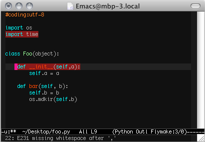 flymake+pep8 for emacs