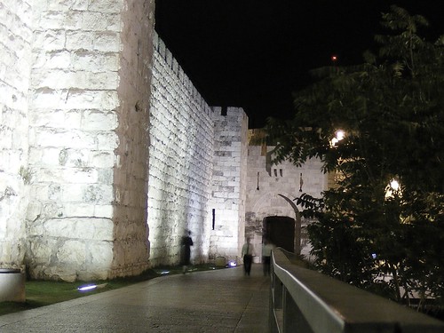 Jaffa Gate at night.