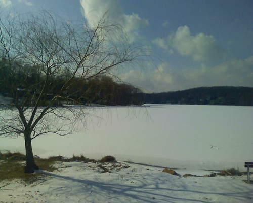 Snowy evidence of this morning's weather at White Meadow Lake, NJ.