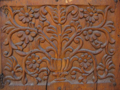 carved wood door - detail