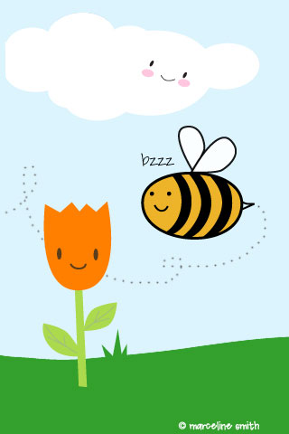 bee and tulip iPhone wallpaper