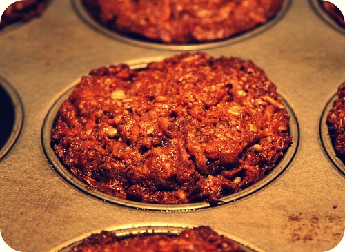 carrot muffin in pan close up