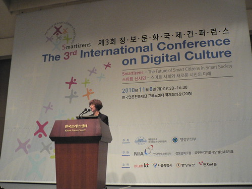 Professor Leslie Tkach-Kawasaki speaks at the NIA Digital Culture Conference, Seoul, Korea