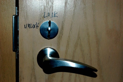 Unlock / Lock - user interface issue with bathroom doors at Microsoft, Redmond Campus, Redmond, Washington, USA by Wonderlane