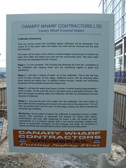 Sign explaining Cofferdam Dewatering
