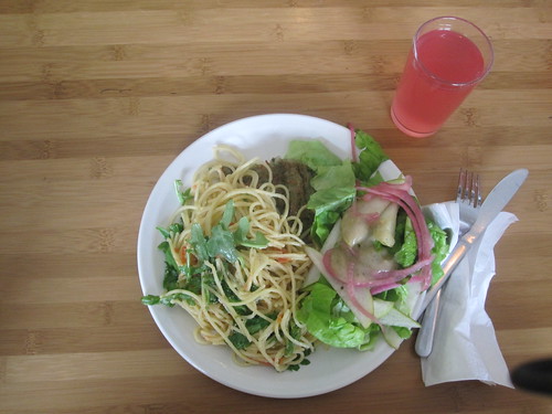 pasta, peas salad, lemonade - $6