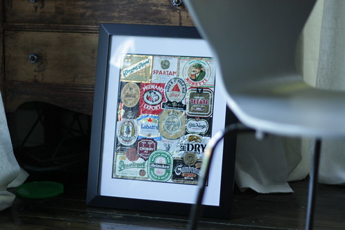 beer labels, now framed