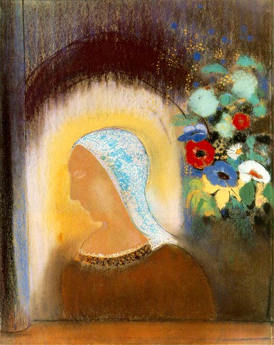 Profile and Flowers, 1912, Odilon Redon, Pastel on paper, 70 x 55 cm