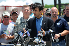 Governor Bobby Jindal and local officials flyover