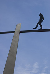 Tightrope walker, sculpture, Berlin, 2008. Photo from beezerella at flickr.com. Used by permission.