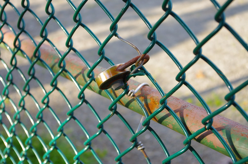 Lock on a schoolyard fence