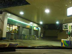 Petrol station at night..