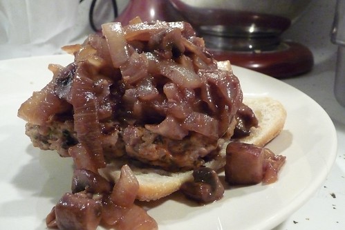 Open-Faced Burgers with Mushrooms and Onions