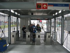 entering a TransMilenio station (by: PoorButHappy in Colombia!)