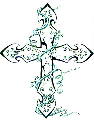 Cross Tattoo by Denise A Wells