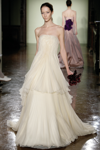 Strapless style wedding dress with silk